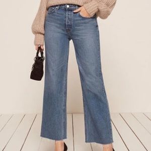 REFORMATION JEANS WIDE LEG CROPPED PANTS